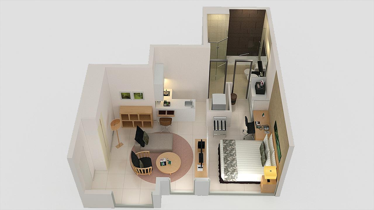 Parkroyal Serviced Suites Куала-Лумпур Екстер'єр фото A 3D floor plan of a typical studio apartment